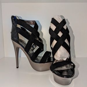 FOH Black & Silver platform stiletto heels
